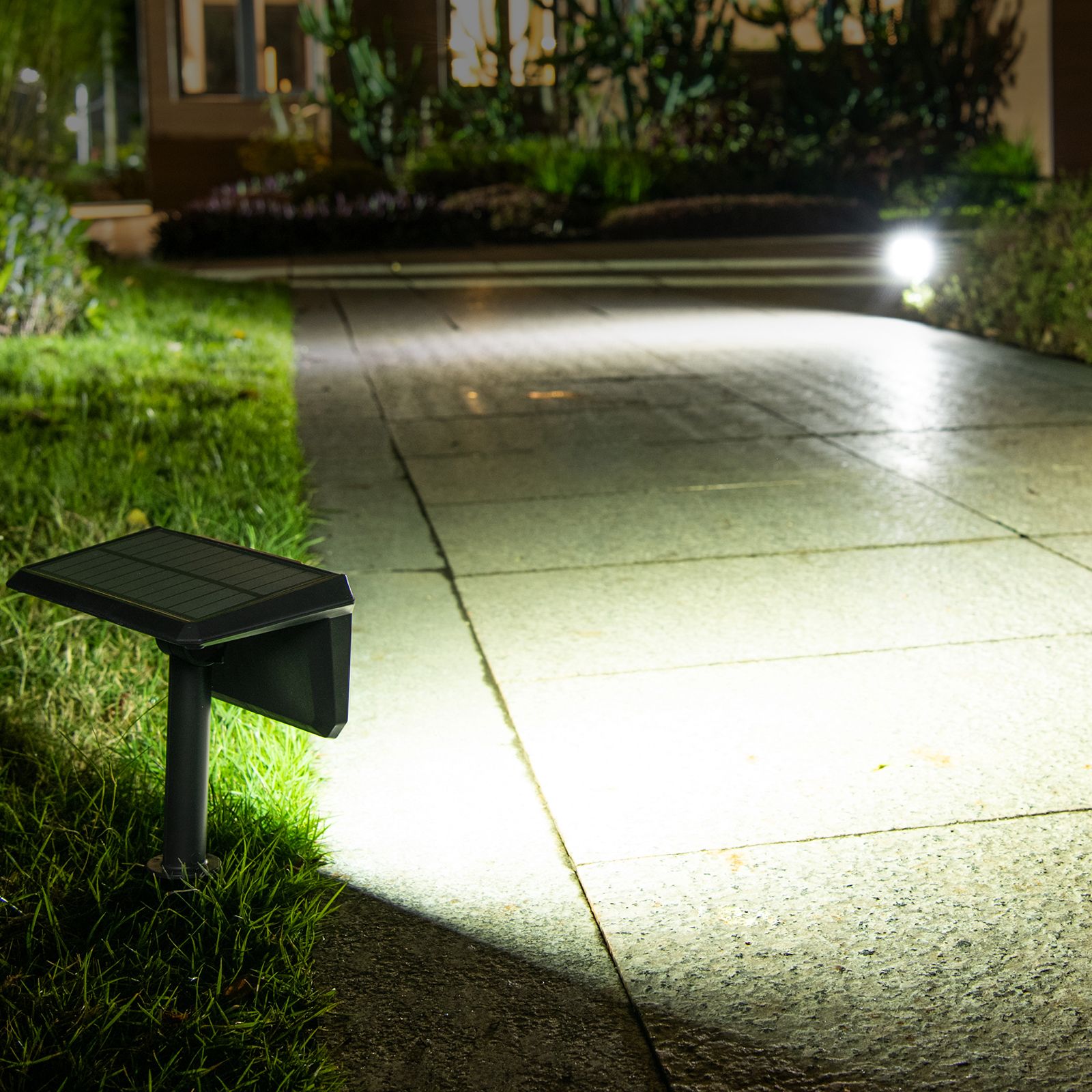 Solar LED light household garden garden light outdoor waterproof outdoor light ground inserted lawn light spotlight 18650 lithium battery white light